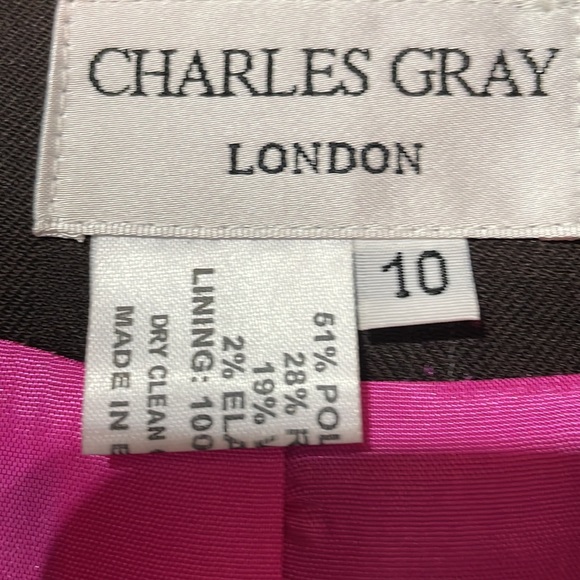 Charles Gray 10 brown pink wool blend 1 button longer style euc worn once - Picture 2 of 11